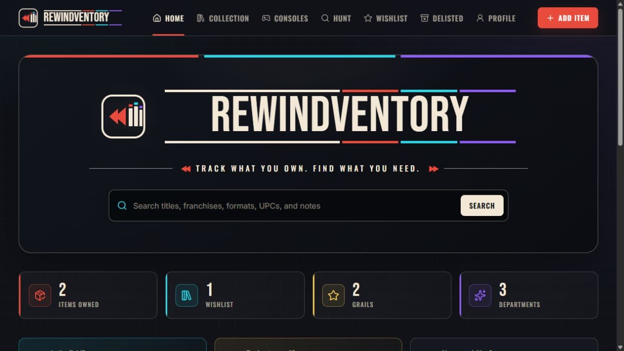Rewindventory desktop app dashboard